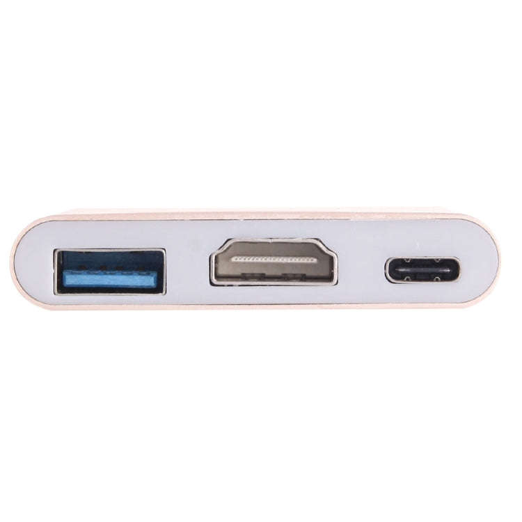 USB-C / Type-C 3.1 Male to USB-C / Type-C 3.1 Female & HDMI Female & USB 3.0 Female Adapter(Gold)