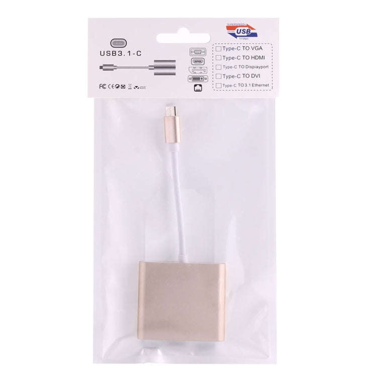 USB-C / Type-C 3.1 Male to USB-C / Type-C 3.1 Female & HDMI Female & USB 3.0 Female Adapter(Gold)