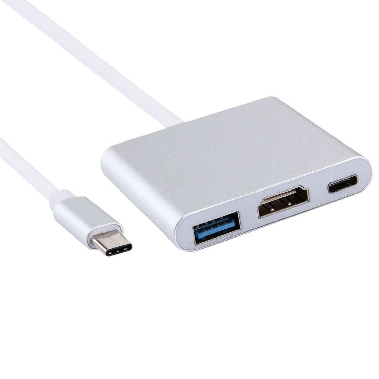 USB-C / Type-C 3.1 Male to USB-C / Type-C 3.1 Female & HDMI Female & USB 3.0 Female Adapter(Silver)