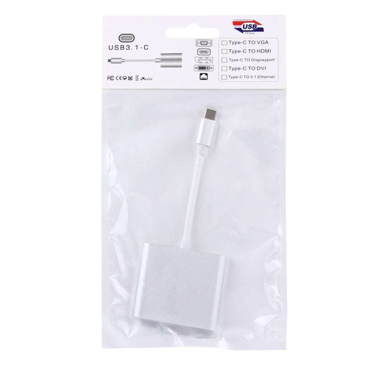 USB-C / Type-C 3.1 Male to USB-C / Type-C 3.1 Female & HDMI Female & USB 3.0 Female Adapter(Silver)