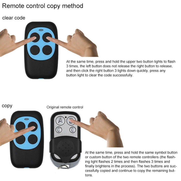Colorful Four-Key Copying Remote Garage Door Gate Wireless Remote Control 433MHZ Copy Key Cloning...