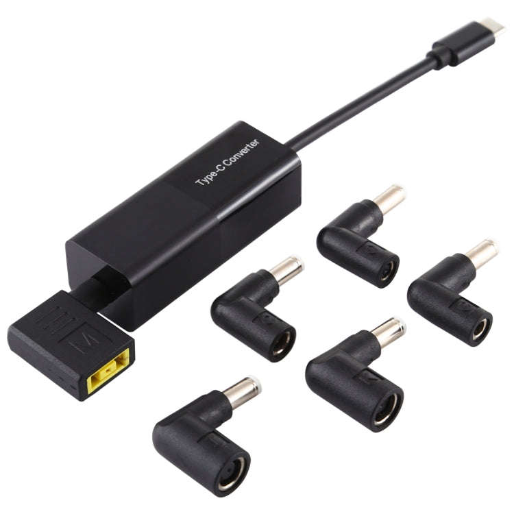 Laptop Power Adapter 65W USB-C / Type-C Converter to 6 in 1 Power Adapter (Black)
