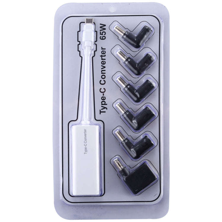 Laptop Power Adapter 65W USB-C / Type-C Converter to 6 in 1 Power Adapter (White)