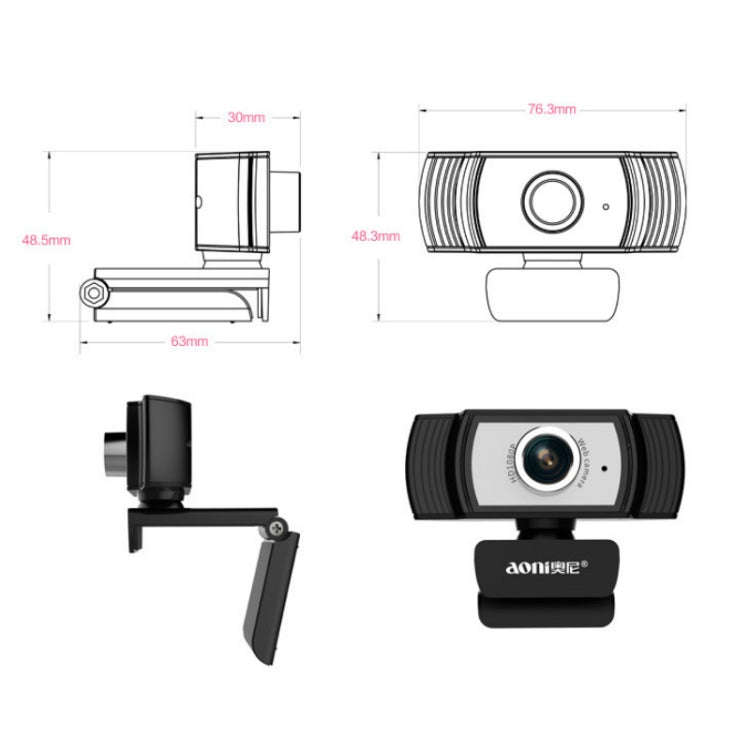 Aoni C33 Beauty FHD 1080P IPTV WebCam Teleconference Teaching Live Broadcast Computer Camera with...
