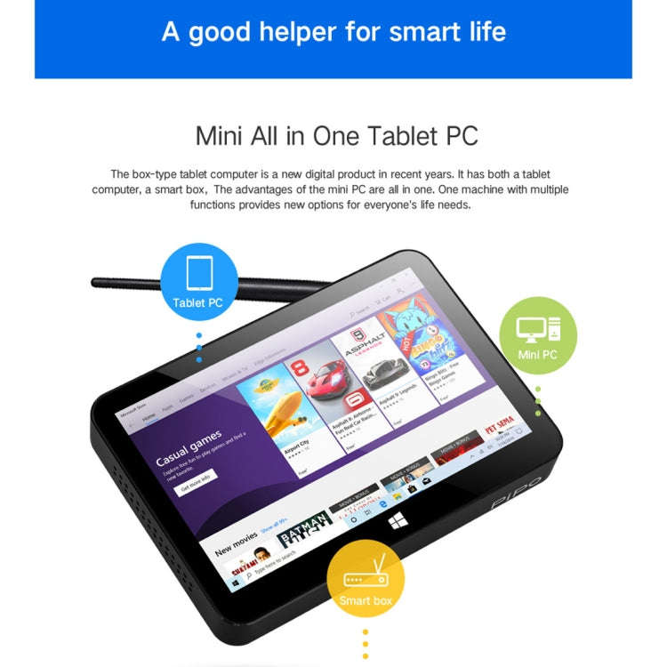 PiPo X11 TV Box Style Tablet Mini PC, 3GB+64GB, 9.0 inch Windows 10 Intel Celeron N4020 Quad Core...