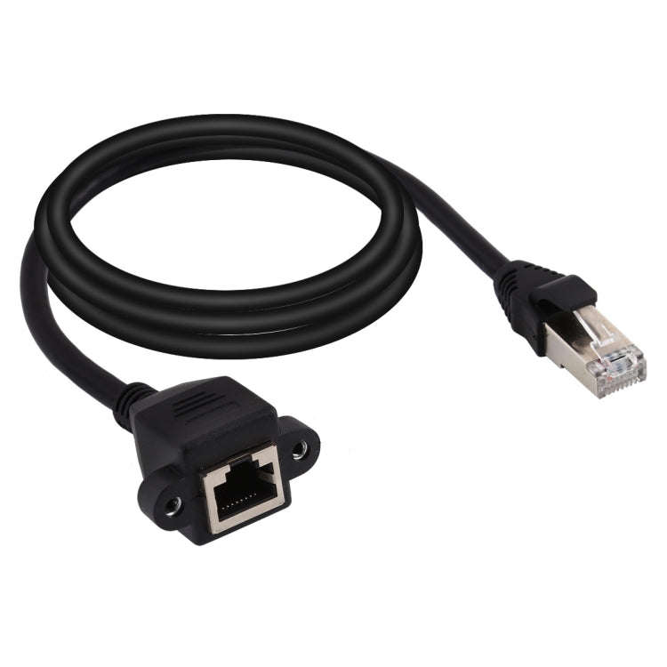 RJ45 Female to Male CAT6E Network Panel Mount Screw Lock Extension Cable, Length: 2m