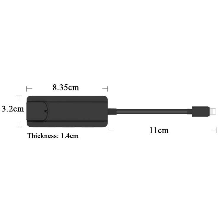 Onten 75002 8PIN to RJ45 Hub USB 2.0 Adapter(Black)