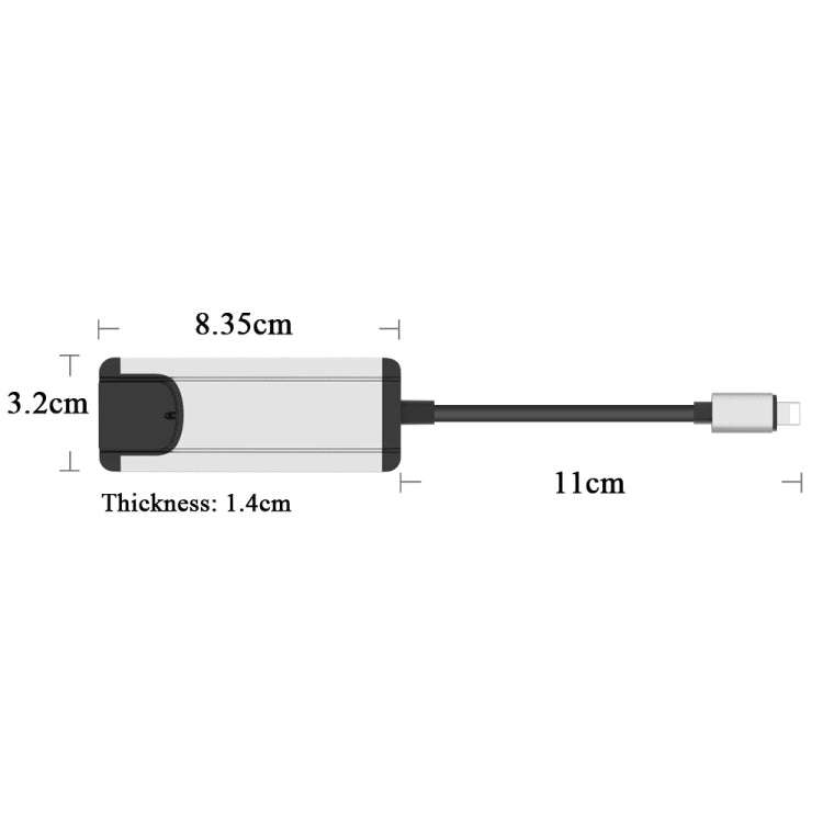 Onten 75002 8PIN to RJ45 Hub USB 2.0 Adapter(Silver)