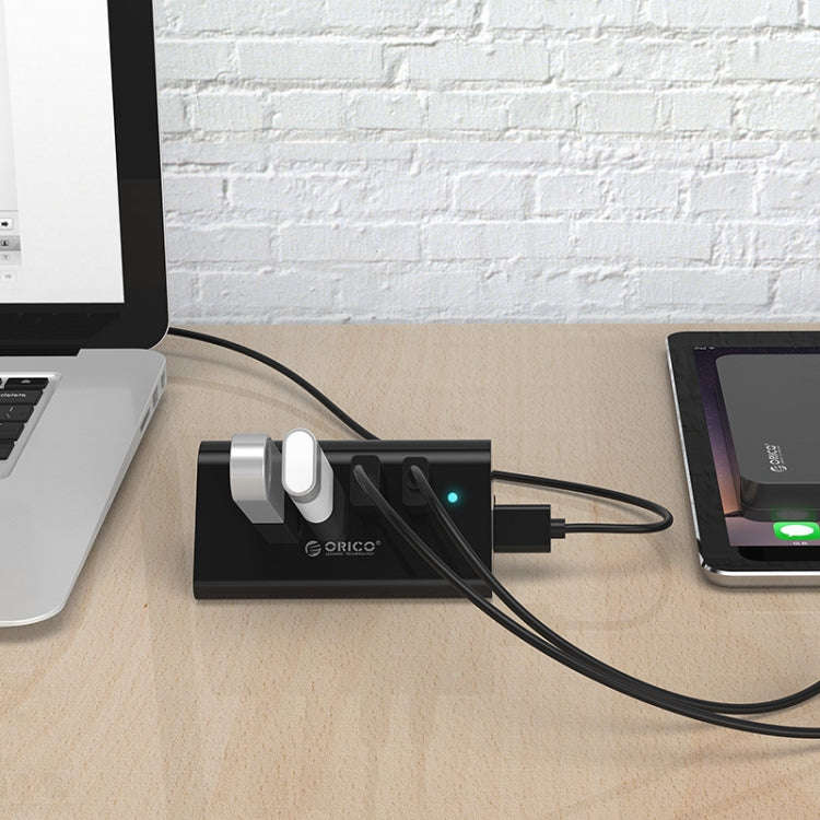 ORICO SHC-U3 ABS Material Desktop 4 Ports USB 3.0 HUB with Phone / Tablet Holder & 1m USB Cable &...