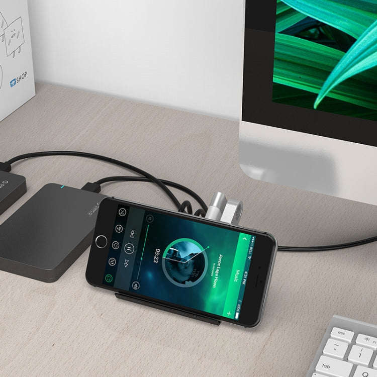 ORICO SHC-U3 ABS Material Desktop 4 Ports USB 3.0 HUB with Phone / Tablet Holder & 1m USB Cable &...