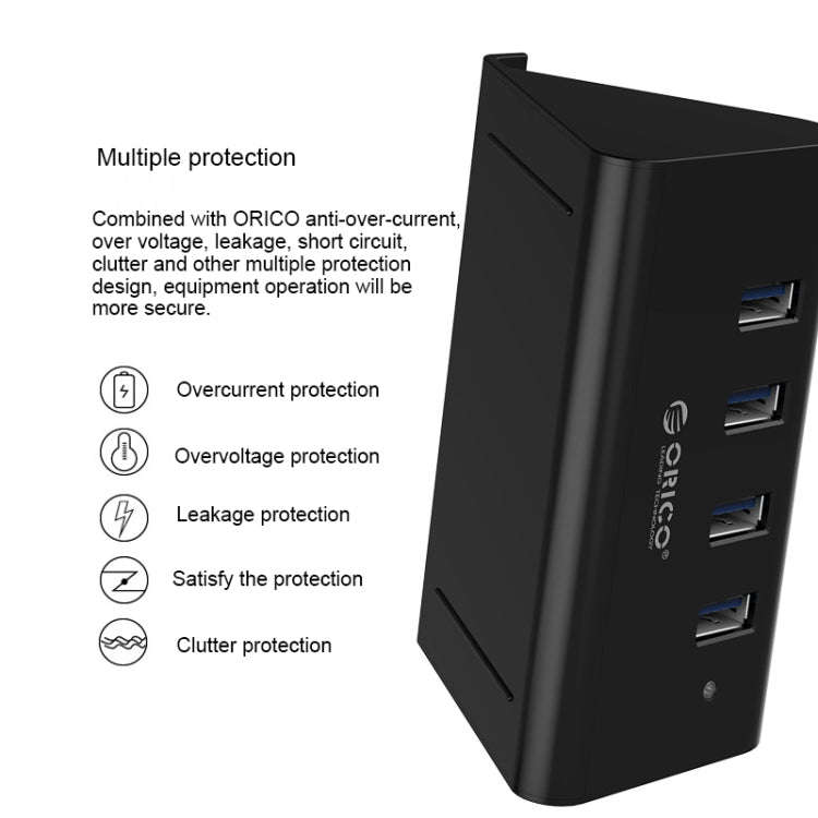 ORICO SHC-U3 ABS Material Desktop 4 Ports USB 3.0 HUB with Phone / Tablet Holder & 1m USB Cable &...