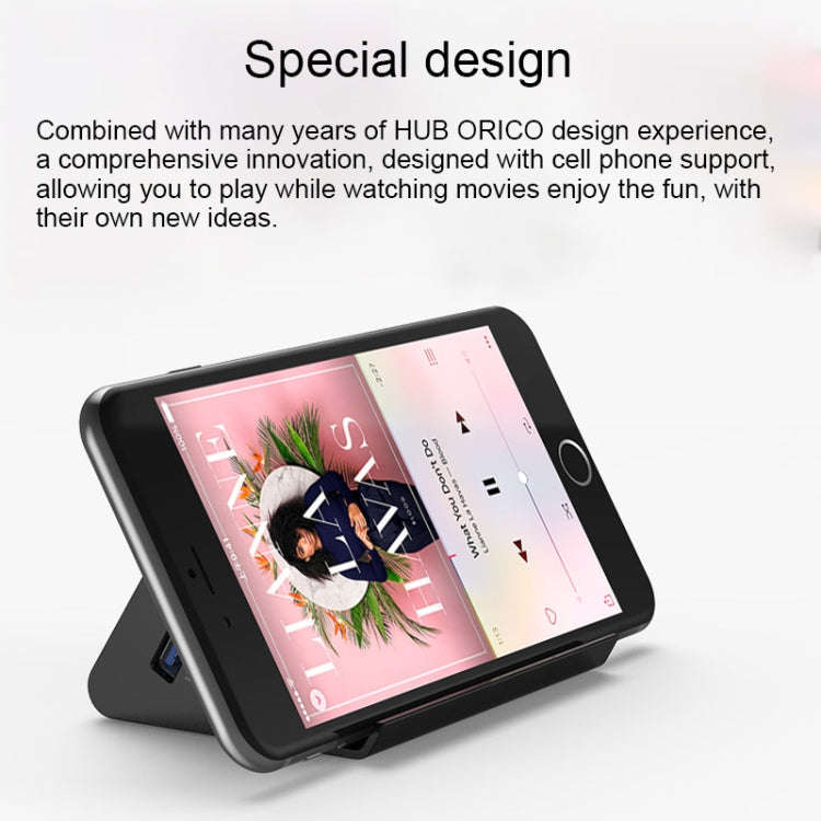 ORICO SHC-U3 ABS Material Desktop 4 Ports USB 3.0 HUB with Phone / Tablet Holder & 1m USB Cable &...