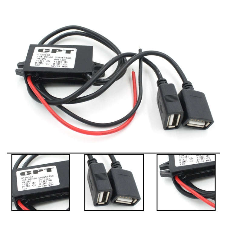 Car Motorcycle Dual USB Car Charger DC 12V To 5V 3A Power Adapter with for Car GPS Tracker DVR, L...