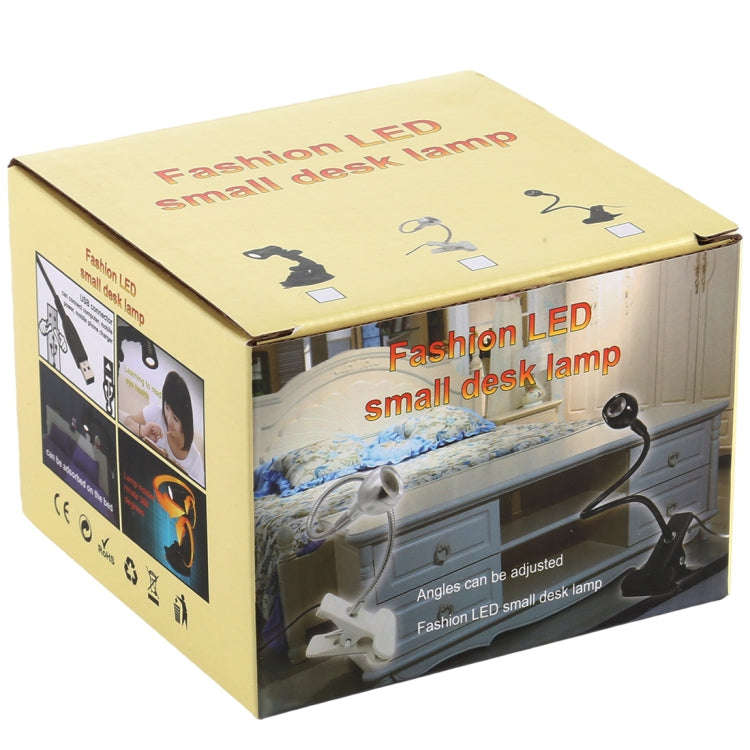 3W 360 Degree Rotation USB Metal Flexible Neck Warm White Light LED Light with Switch & Clip(Black)