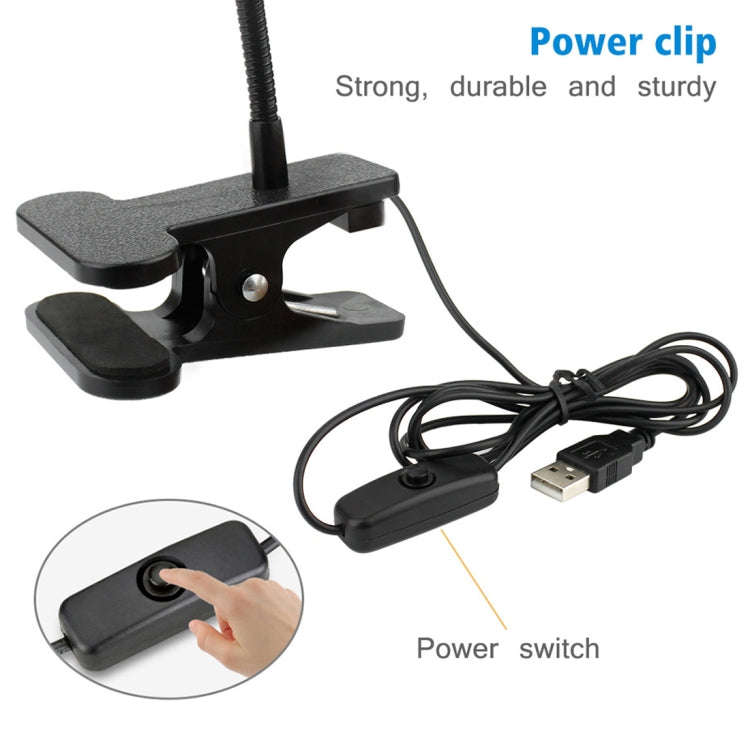 3W 360 Degree Rotation USB Metal Flexible Neck Warm White Light LED Light with Switch & Clip(Black)