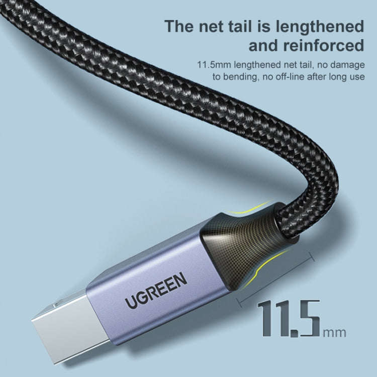 Ugreen Type-C / USB-C to Type-B Printer Nylon Braid Connect Data Cable, Length: 3m