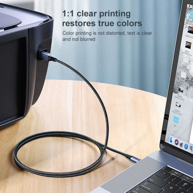 Ugreen Type-C / USB-C to Type-B Printer Nylon Braid Connect Data Cable, Length: 3m