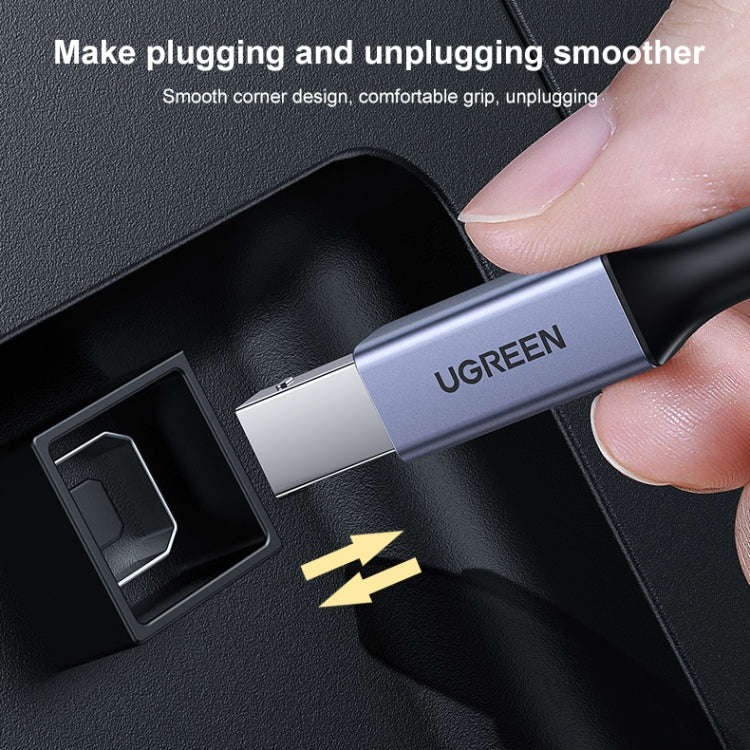 Ugreen Type-C / USB-C to Type-B Printer Nylon Braid Connect Data Cable, Length: 3m