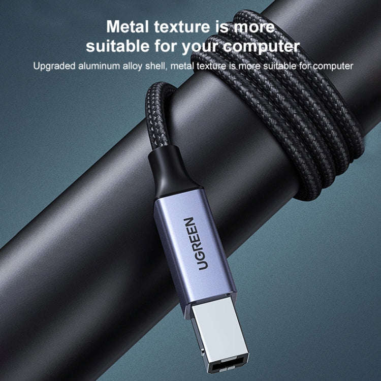 Ugreen Type-C / USB-C to Type-B Printer Nylon Braid Connect Data Cable, Length: 3m