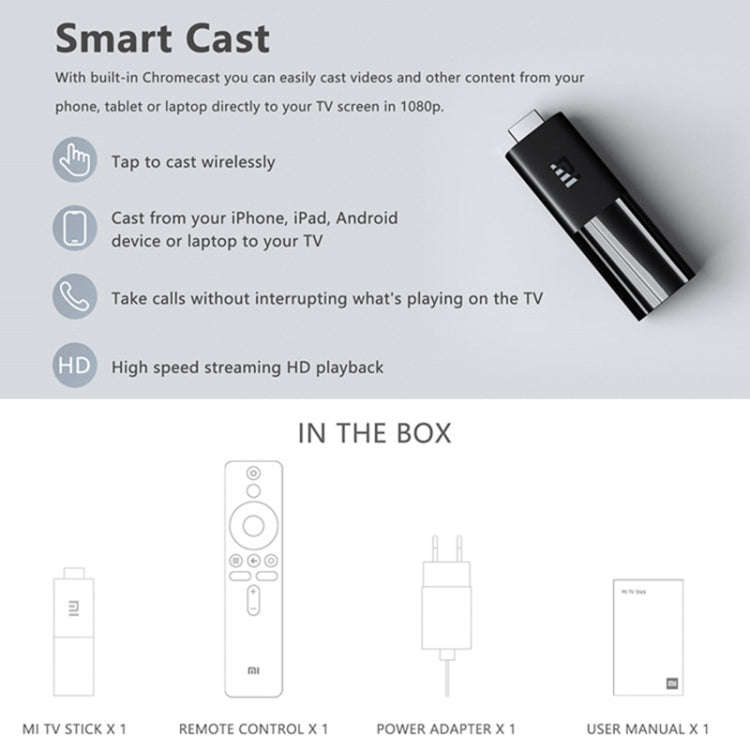 [HK Warehouse] Original Xiaomi Mi Android TV Stick, Quad Core Cotex A53, RAM 1GB + ROM 8GB, Globa...