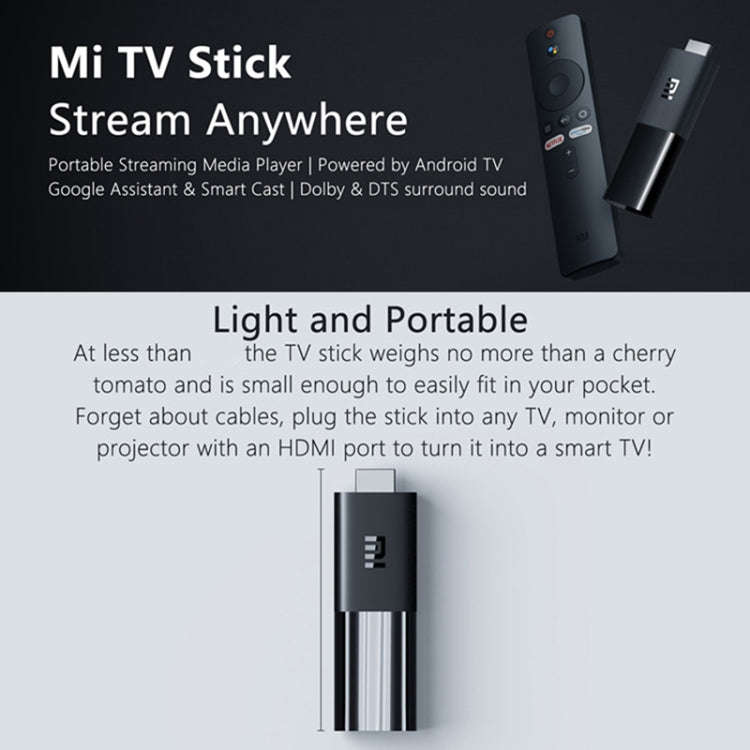 [HK Warehouse] Original Xiaomi Mi Android TV Stick, Quad Core Cotex A53, RAM 1GB + ROM 8GB, Globa...