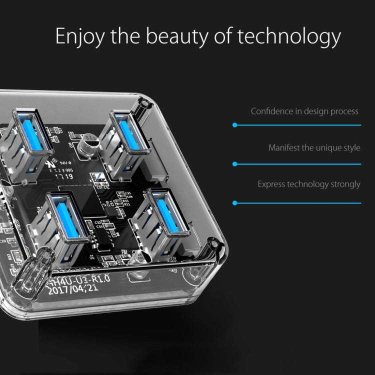 ORICO MH4U-100 USB 3.0 Transparent Desktop HUB with 100cm Micro USB Cable