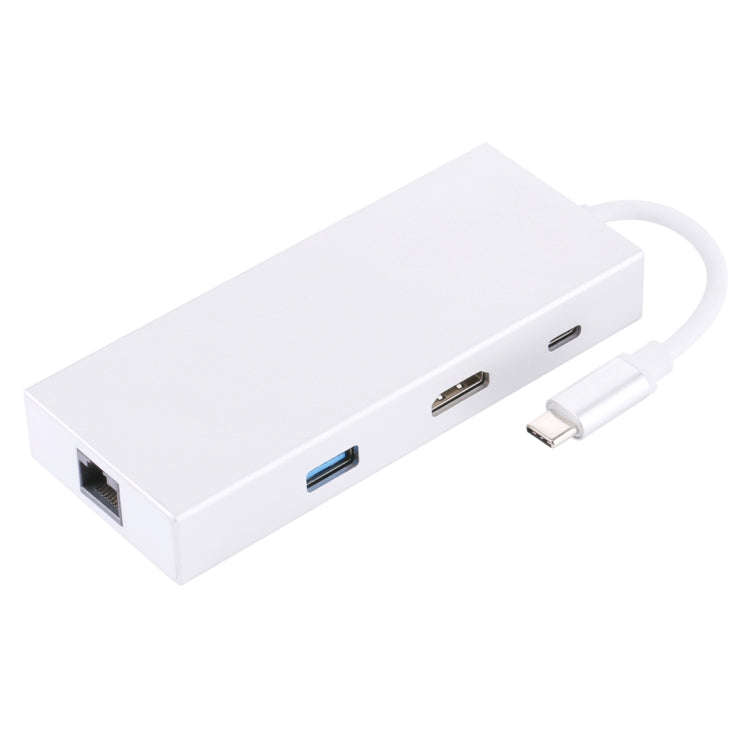 USB-C / Type-C to HDMI & RJ45 & 2 x USB 3.0 & SD & Micro SD Card Reader Adapter HUB with USB-C / ...