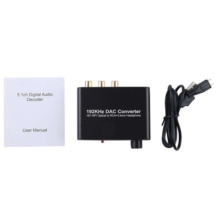192KHz DAC Converter HD HIFI Optical to RCA+3.5mm Headphone 5.1 Channel Digital Audio Converter w...
