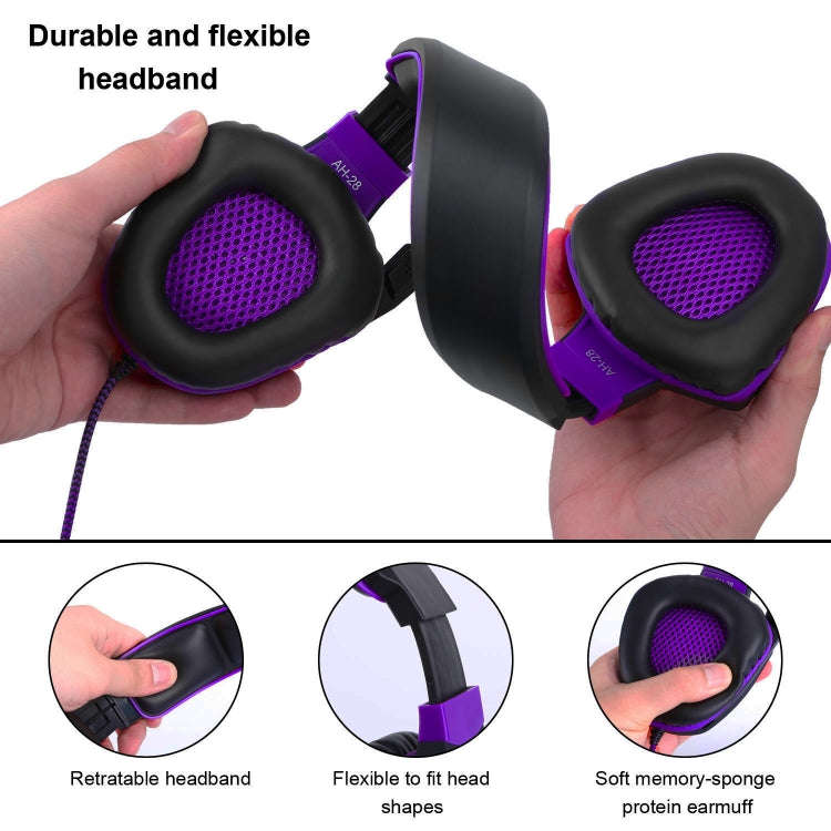 SADES AH-28 3.5mm Plug Wire-controlled Noise Reduction E-sports Gaming Headset with Retractable M...