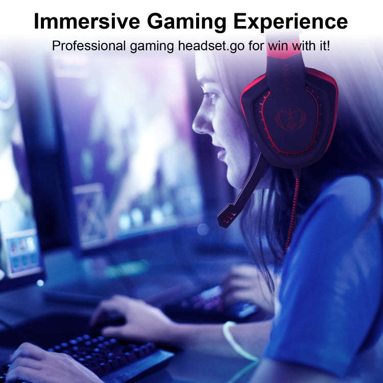 SADES AH-28 3.5mm Plug Wire-controlled Noise Reduction E-sports Gaming Headset with Retractable M...