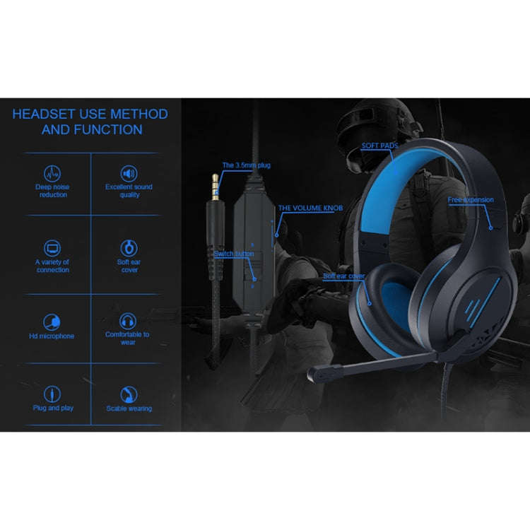 SADES MH601 3.5mm Plug Wire-controlled Noise Reduction E-sports Gaming Headset with Retractable M...