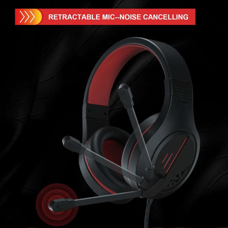 SADES MH601 3.5mm Plug Wire-controlled Noise Reduction E-sports Gaming Headset with Retractable M...