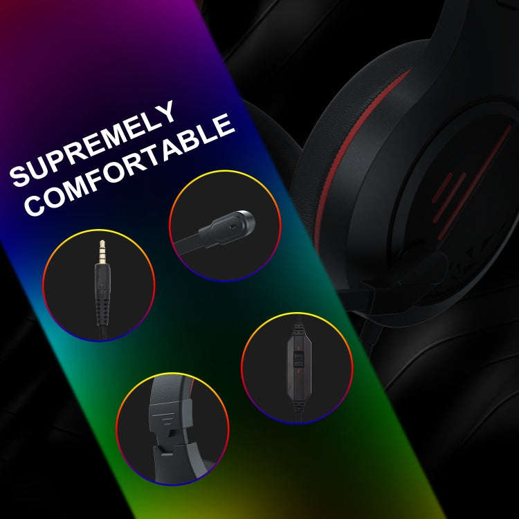 SADES MH601 3.5mm Plug Wire-controlled Noise Reduction E-sports Gaming Headset with Retractable M...