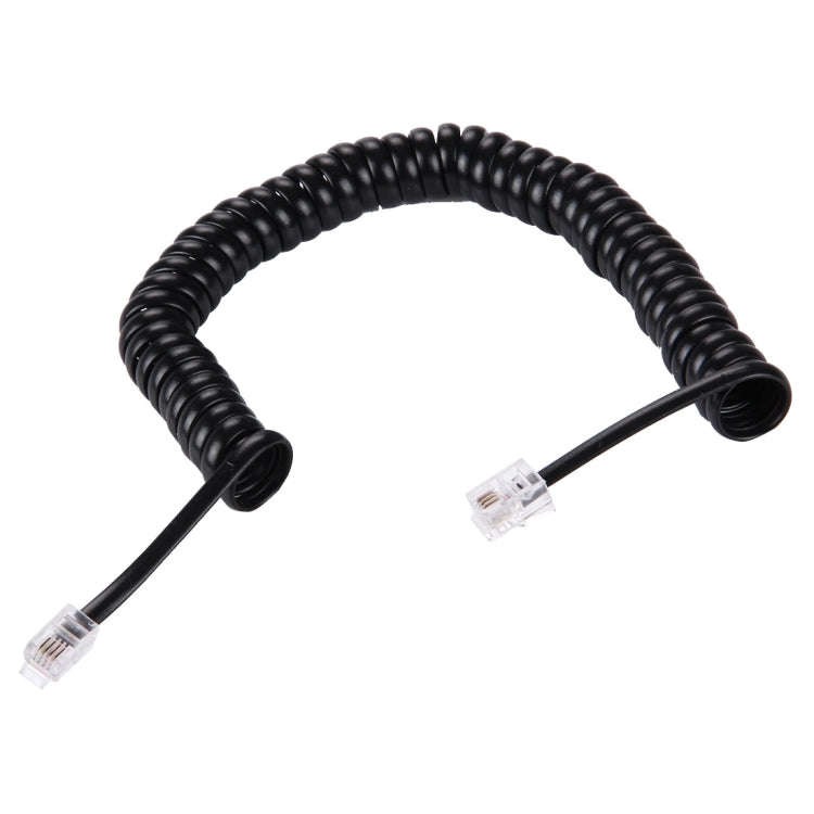 4 Core Male to Male RJ11 Spring Style Telephone Extension Coil Cable Cord Cable, Stretch Length: ...