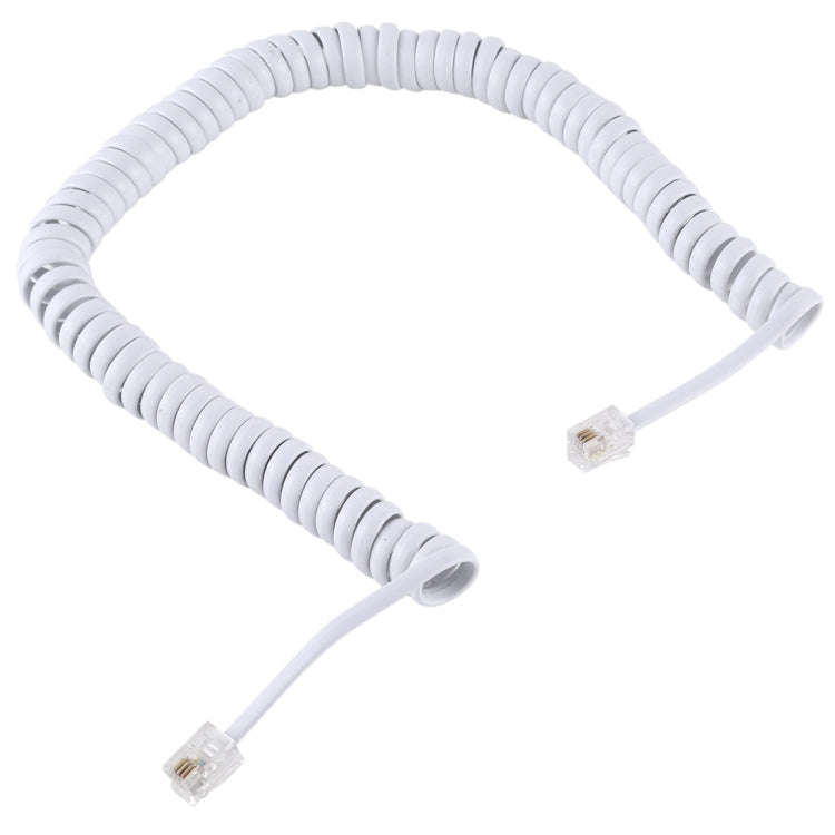 4 Core Male to Male RJ11 Spring Style Telephone Extension Coil Cable Cord Cable, Stretch Length: ...