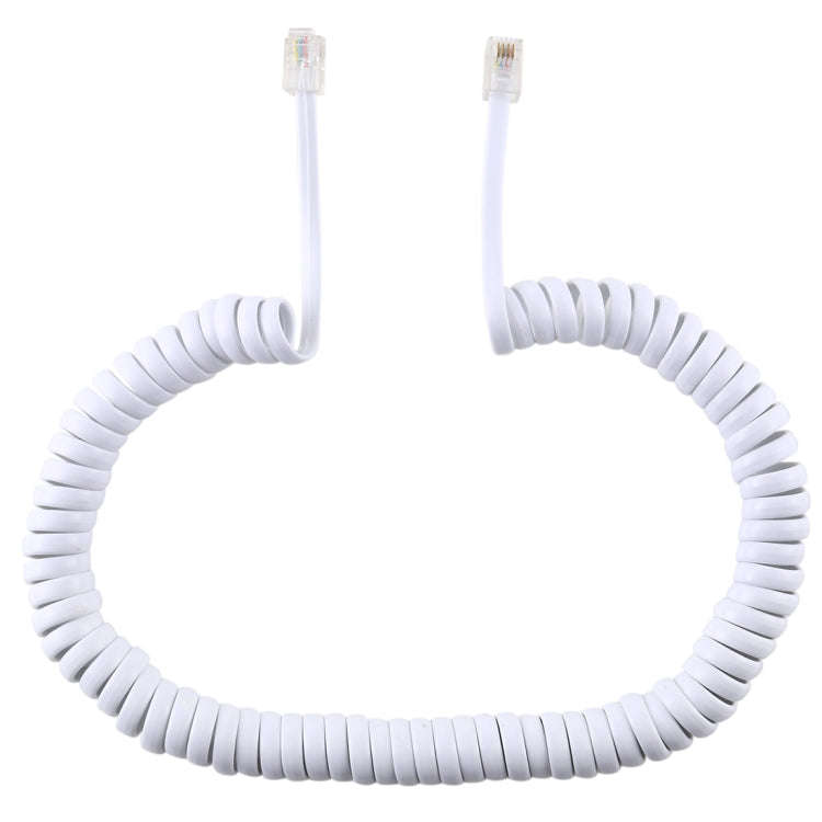 4 Core Male to Male RJ11 Spring Style Telephone Extension Coil Cable Cord Cable, Stretch Length: ...