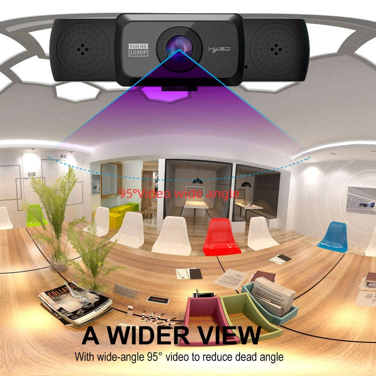 HXSJ S5 1080P Adjustable HD Video Webcam PC Camera with Microphone(Black)