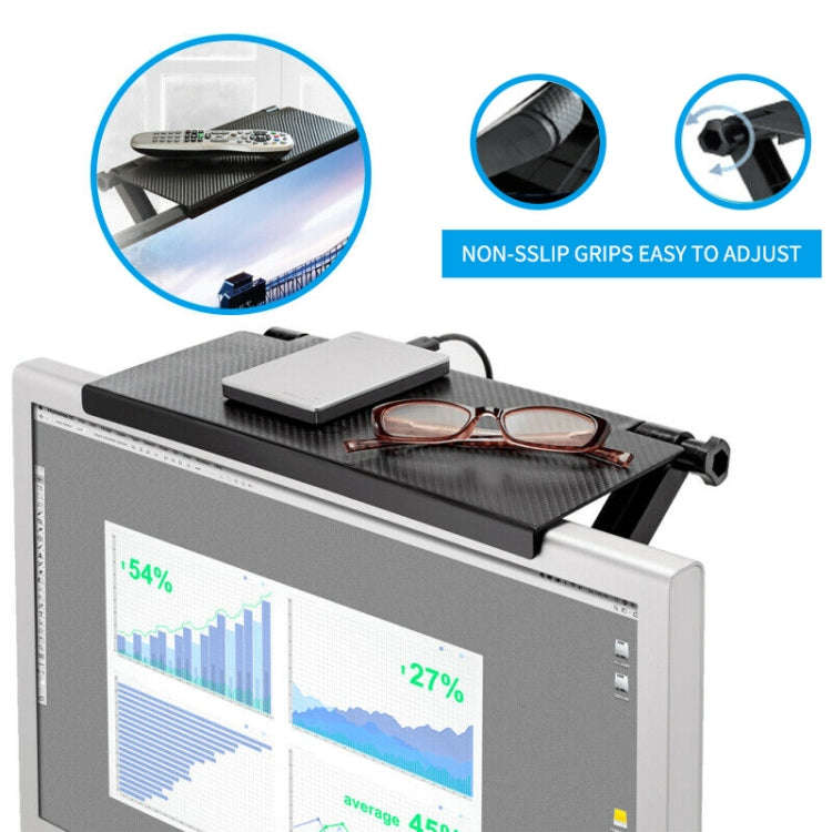 Television Computer Monitor Shelf Remote Control Set-top Box Storage Bracket (Black)