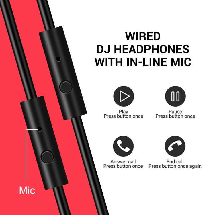OneOdio A71 Head-mounted Noise Reduction Wired Headphone with Microphone(Red Black)