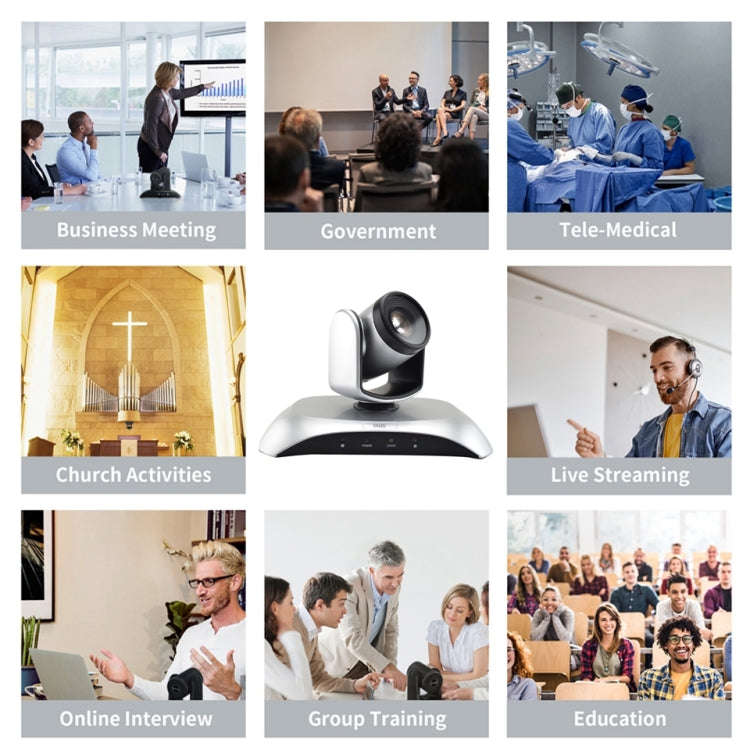YANS YS-H110UH USB HD 1080P 10X Zoom Wide-Angle Video Conference Camera with Remote Control(Silver)