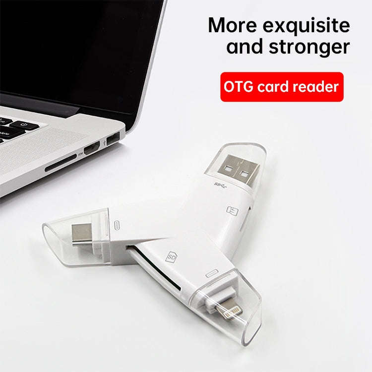 919 3 in 1 USB + USB-C / Type-C + 8 Pin Interfaces TF / SD Card Reader with OTG