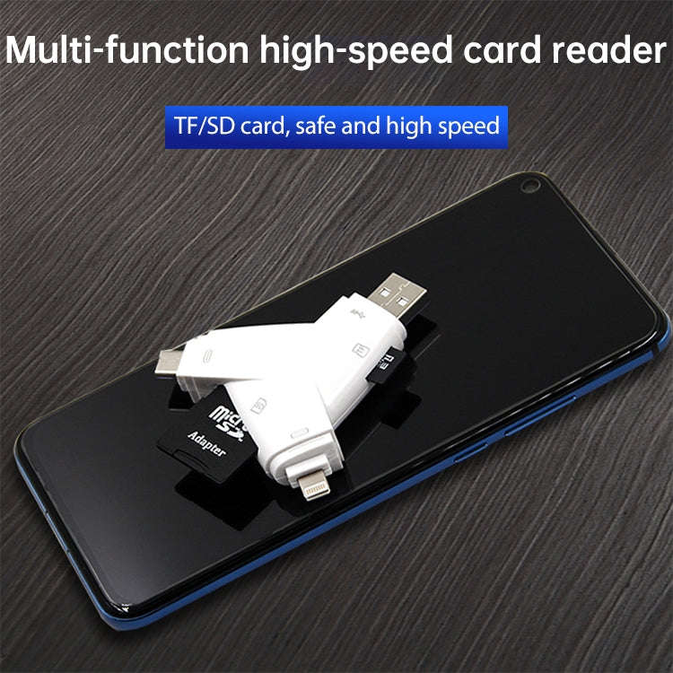 919 3 in 1 USB + USB-C / Type-C + 8 Pin Interfaces TF / SD Card Reader with OTG