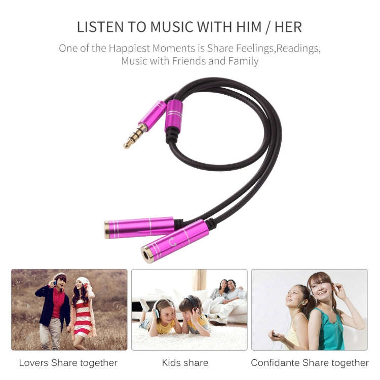 2 x 3.5mm Female to 3.5mm Male Adapter Cable(Rose Red)