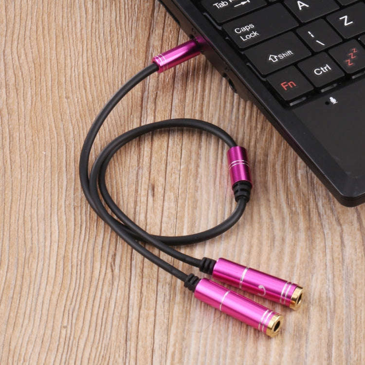 2 x 3.5mm Female to 3.5mm Male Adapter Cable(Rose Red)