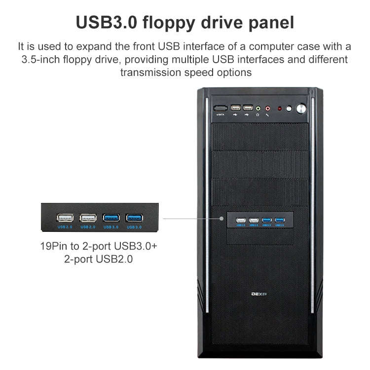 0.6M 2+2 Ports USB 3.0 Front Panel Data Hub