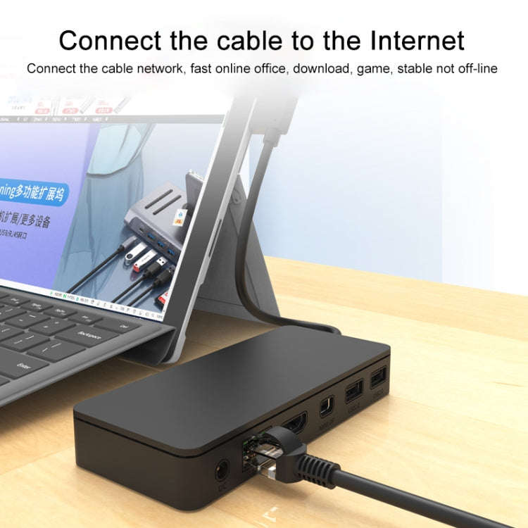 Onten OT-65002 12 in 1 Multifunctional Type-C + USB + RJ45 + HDMI Docking Station(Black)