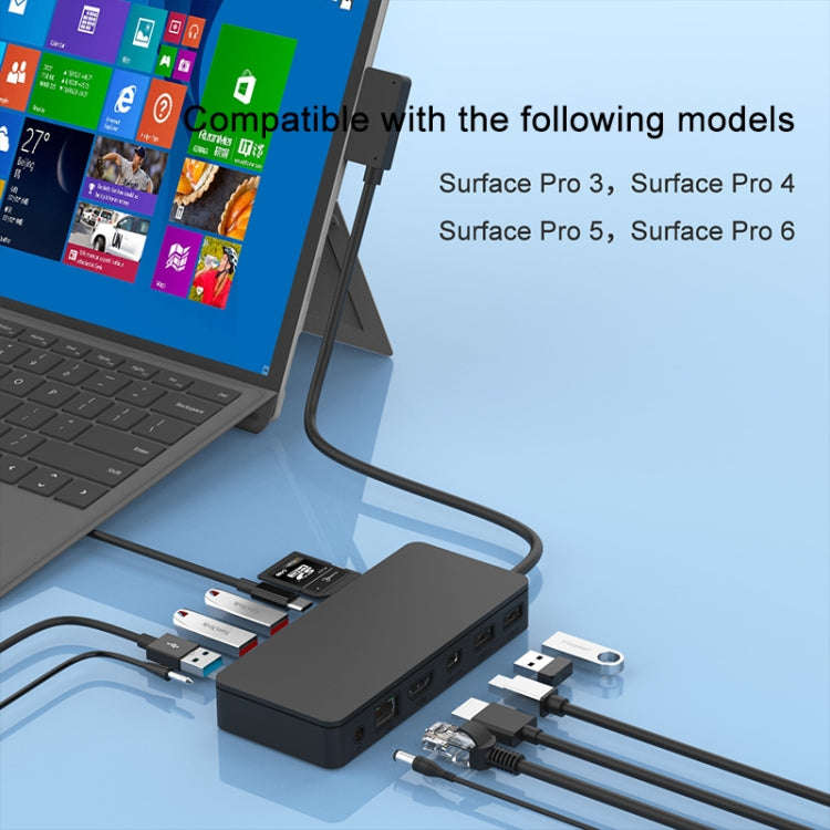 Onten OT-65002 12 in 1 Multifunctional Type-C + USB + RJ45 + HDMI Docking Station(Black)