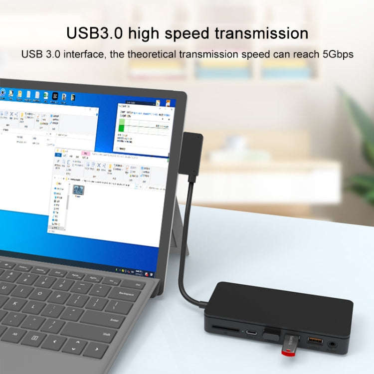 Onten OT-65002 12 in 1 Multifunctional Type-C + USB + RJ45 + HDMI Docking Station(Black)