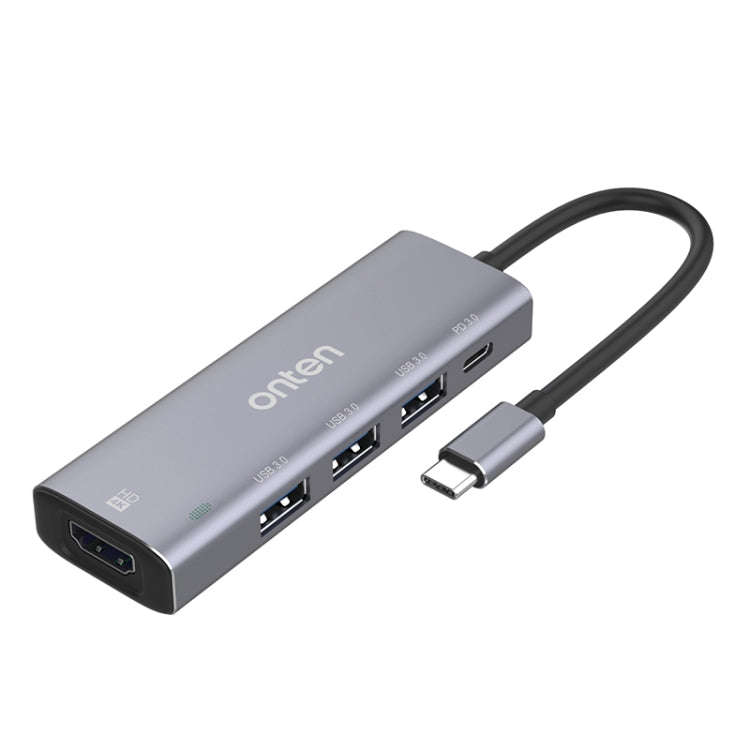 Onten OT-95123 5 in 1 Multifunctional Type-C + USB + HDMI Docking Station, Cable Length: 145mm(Si...