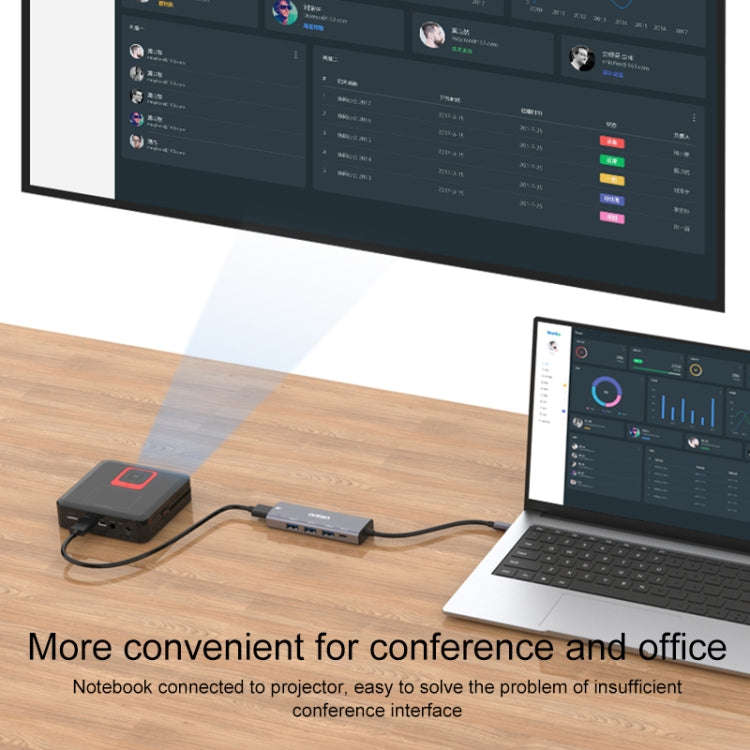 Onten OT-95123 5 in 1 Multifunctional Type-C + USB + HDMI Docking Station, Cable Length: 145mm(Si...